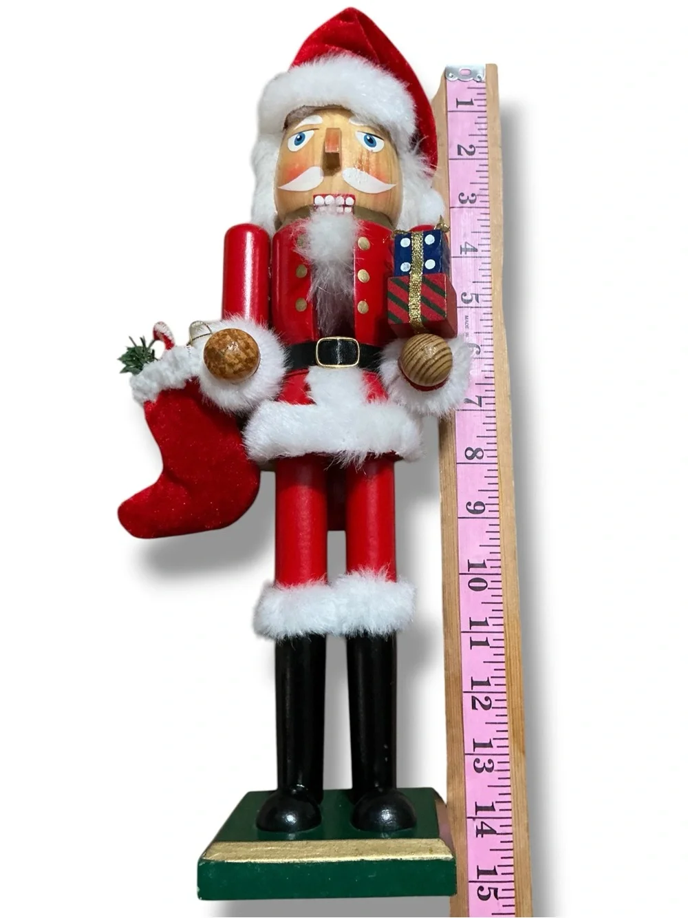 Vintage Wooden Red Santa Nutcracker Figurine - Holiday Decor